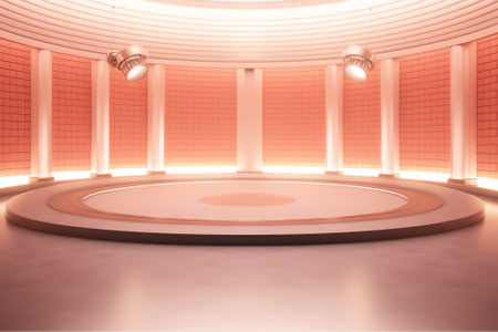 Empty auditorium room interior with screen 3D renderingの素材