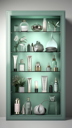 3d shelf products design cosmetics beautyの素材