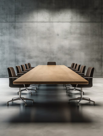 Closeup of an empty conference room before meetingの素材