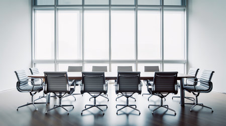 Boardroom table and chairs on white backgroundの素材