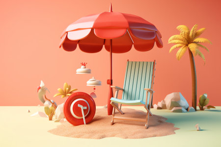 Summer vacation beach abstract background concept, Minimal Realistic Display Podium for Product mockの素材
