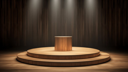 Empty stage Design for mockup and Corporate identity,Display.Platform elements in hall.Blank screenの素材