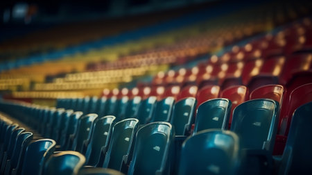 seats of tribune on sport stadium. empty outdoor arena. concept of fans. chairs for audience. culturの素材