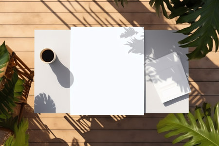 mock up background with outdoor seen in a table topの素材