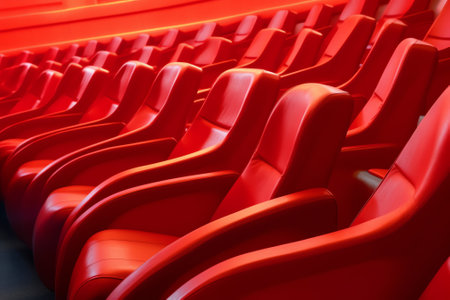Red color theatre chair in conference roomの素材