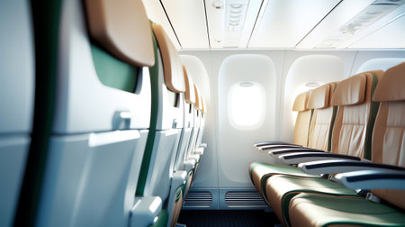 empty plane seats interior photoの素材