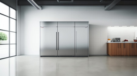 store with an empty fridge. 3d renderingの素材