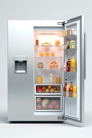 store with an empty fridge. 3d renderingの素材