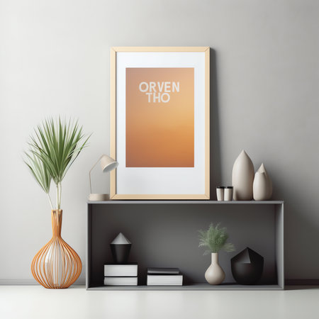Frame mockup in scandinavian interior. Interior mockup. 3d rendering, 3d illustrationの素材
