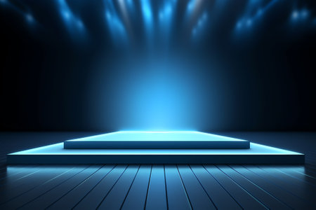 Empty stage Design for mockup and Corporate identity,Display.Platform elements in hall.Blank screenの素材