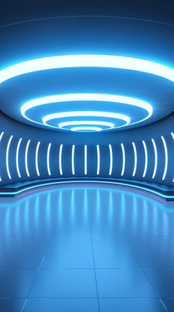 Abstract futuristic light corridor interior, Modern minimal background, 3D Renderingの素材