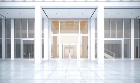 empty floor front of modern buildingの素材