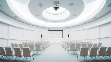 Moscow. Russia - March 3, 2023: Empty auditorium hall at a school. Conference room interiorの素材