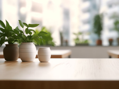 White Marble Table with Blurred Japanese Restaurant Room Background, Suitable for Product Display anの素材