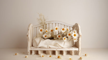White wooden baby crib child's bedの素材