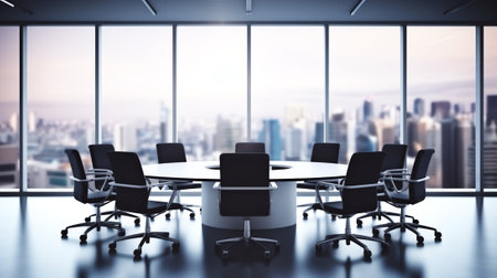 Conference table and chairs in meeting roomの素材