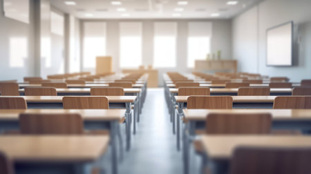Background image of empty black plastic chairs in rows standing in auditorium for seminar and trainiの素材