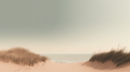 Empty sand beach in front of summer sea with copy spaceの素材