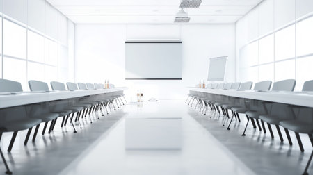 empty conference hall, design in white, yellow and beigeの素材
