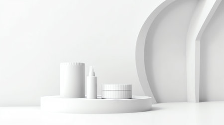 Spa and beauty product presentation scene made with porous stone podium near the cosmetic tubes andの素材
