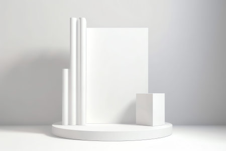 Empty white interior. Fashion podium. Vector illustrationの素材