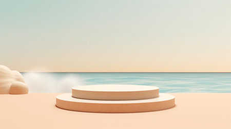Summer vacation beach abstract background concept, Minimal Realistic Display Podium for Product mockの素材