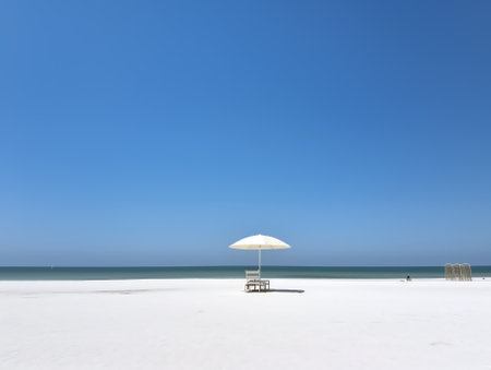 View of empty beachの素材