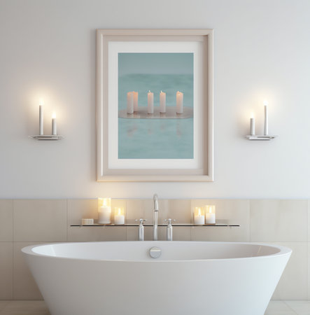 Bathroom interior bathtub 3d rendering mock upの素材