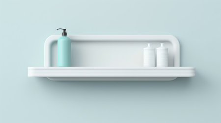 3D Rendering Minimal Refreshing Pastel Green and White Bathroom or Kitchen under Sunlight and Shadowの素材