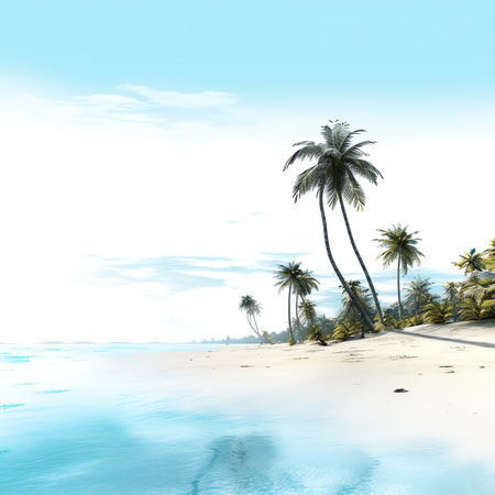 Empty tropical beach with palmsの素材