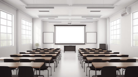 Lecture room with empty seats Business seminar educationの素材