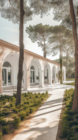 Zapopan, Jalisco Mexico. 16 February, 2020. Picturesque landscape of large garden of a Hacienda withの素材