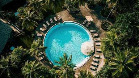 Empty Pool and Palm Trees in Koh Samui, Thailand