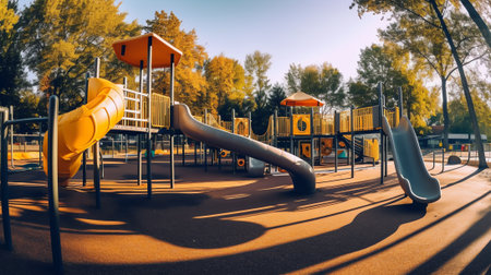 Empty Playgound closed due to Social Distancing During Covid-19 Pandemic in the United States of Ameの素材