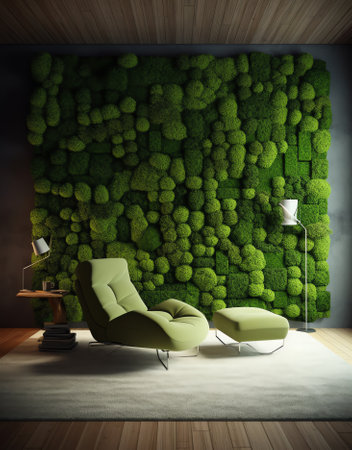 Vertical wall garden in interior design, 3d renderの素材