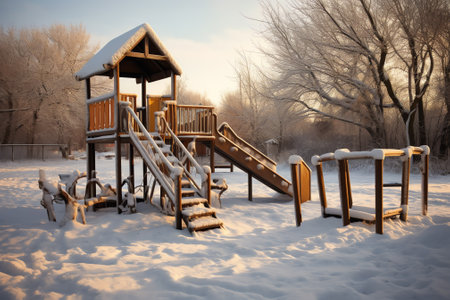 Side , Turkey âFebruary 13 2023: Empty playground for children for leisure and recreation with a toyの素材