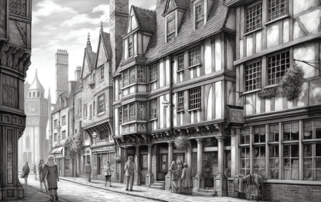 Vintage view of Trinity Lane in Cambridgeの素材