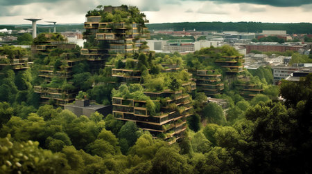 Nice green forest landscape in the cityの素材