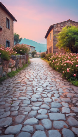 Italy- tuscany- bagno vignoni- footpath stretching along thermal pool in piazza delle sorgentiの素材