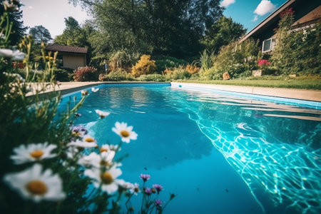 Swimming pool, viewed from bottomの素材
