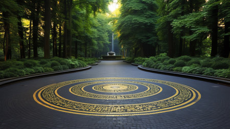 empty marble road in parkの素材