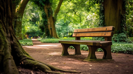 Lonely bench in the Park on a summer day.の素材