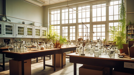 Interior of a science lab classroomの素材