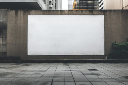 Blank billboard on city bus stationの素材