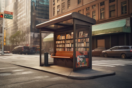 3d rendering of bus stop mockupの素材