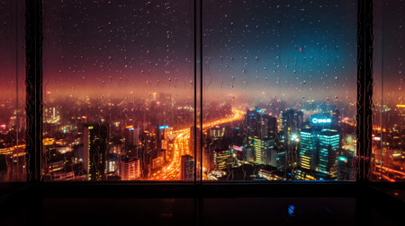 night scene of seoul from empty floor near river