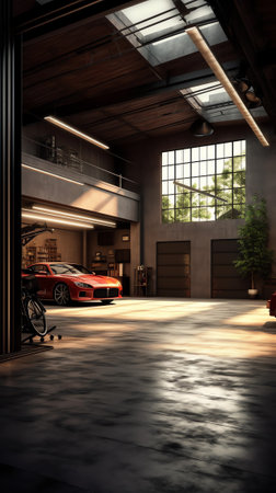 Interior of the empty garage in the residential house.の素材