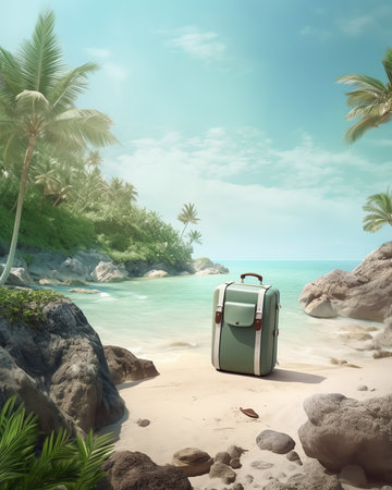 Travel and vacation background. 3d illustration with cut of the ground and the grass landscape. Theの素材