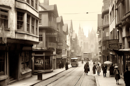 Vintage view of Trinity Lane in Cambridgeの素材