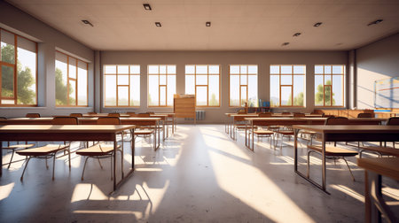 3d rendering. empty school classroom. education conceptの素材